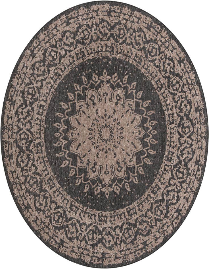 Detail image of 10' x 10' Easy-Clean Traditional Indoor / Outdoor Round Rug