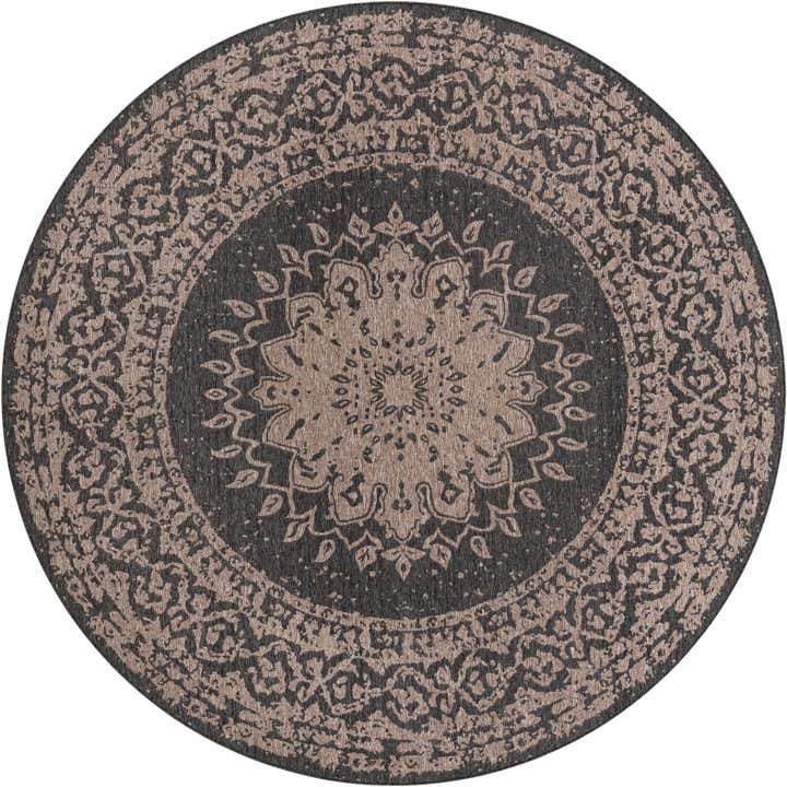 10' x 10' Easy-Clean Traditional Indoor / Outdoor Round Rug