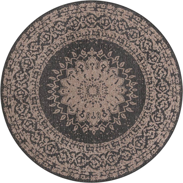 Detail image of 10' x 10' Easy-Clean Traditional Indoor / Outdoor Round Rug