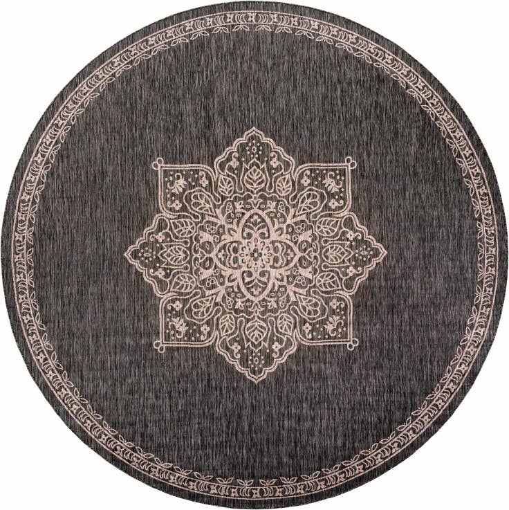 Detail image of 12' x 12' Easy-Clean Traditional Indoor / Outdoor Round Rug