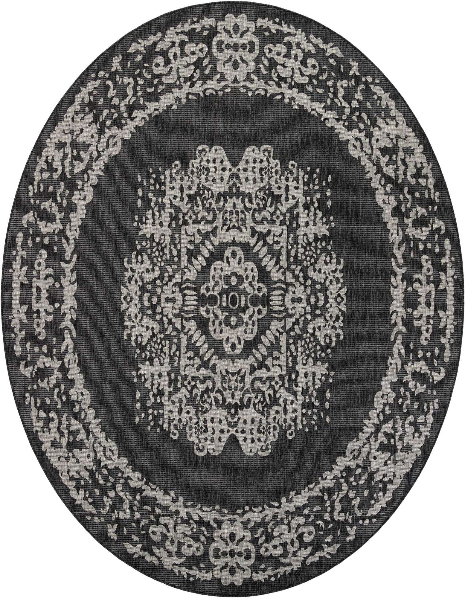10' x 10' Easy-Clean Traditional Indoor / Outdoor Round Rug