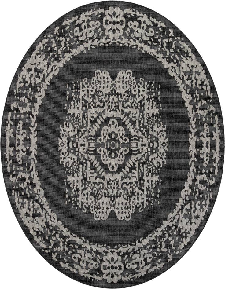 Detail image of 10' x 10' Easy-Clean Traditional Indoor / Outdoor Round Rug