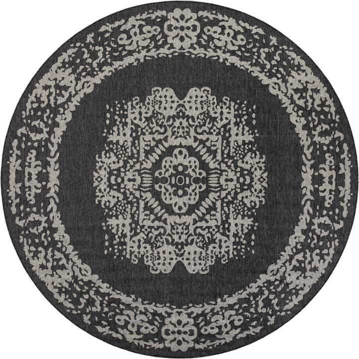 10' x 10' Easy-Clean Traditional Indoor / Outdoor Round Rug