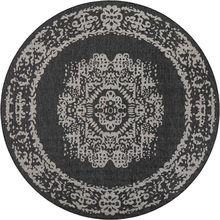 Detail image of 10' x 10' Easy-Clean Traditional Indoor / Outdoor Round Rug