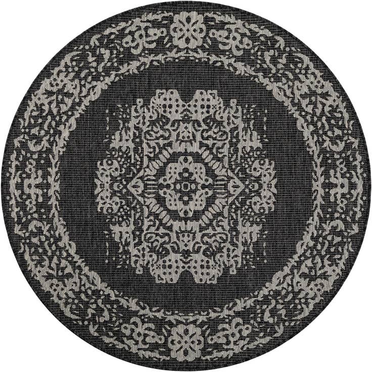 Detail image of 5' 3 x 5' 3 Easy-Clean Traditional Indoor / Outdoor Round Rug
