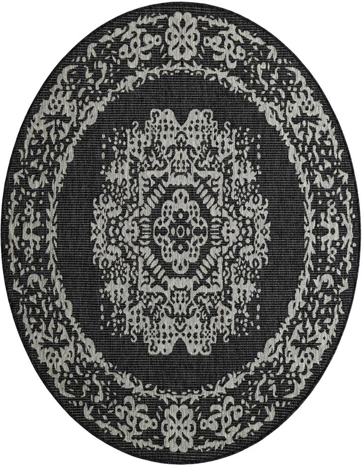 Detail image of 6' x 6' Easy-Clean Traditional Indoor / Outdoor Round Rug