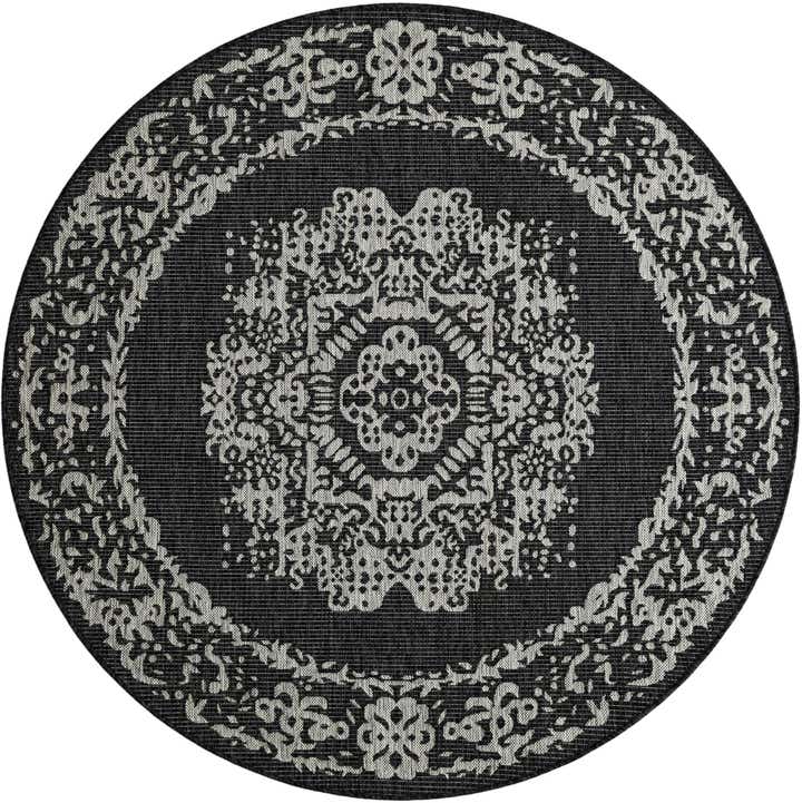 6' x 6' Easy-Clean Traditional Indoor / Outdoor Round Rug
