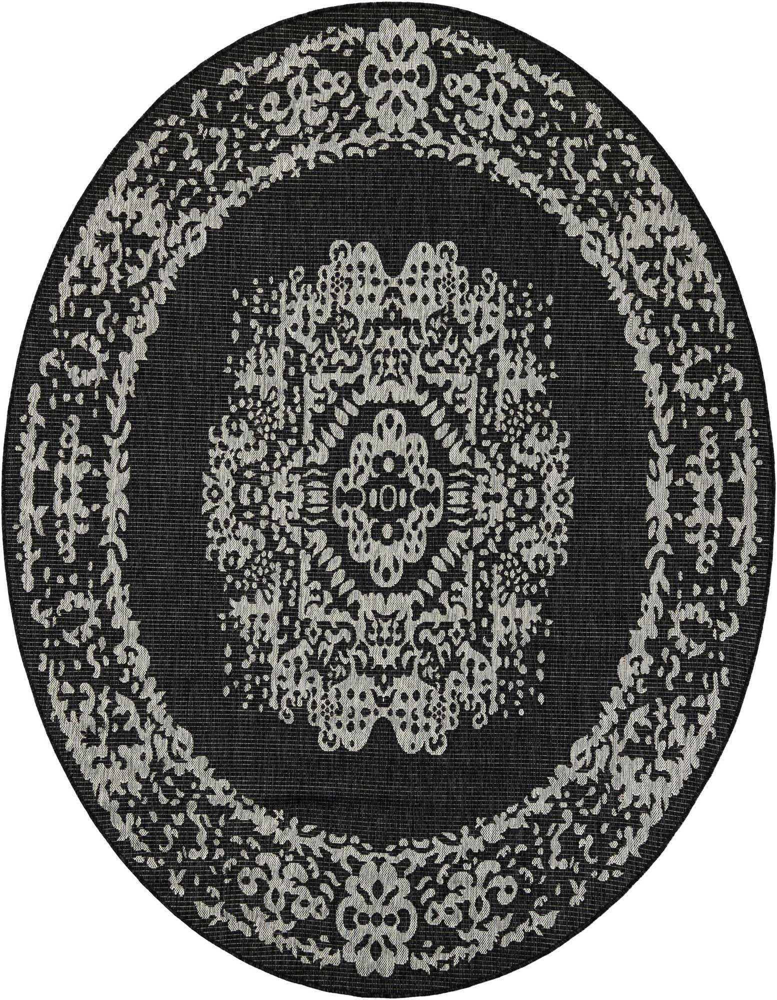 7' 10 x 7' 10 Easy-Clean Traditional Indoor / Outdoor Round Rug