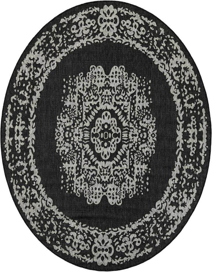 Detail image of 7' 10 x 7' 10 Easy-Clean Traditional Indoor / Outdoor Round Rug
