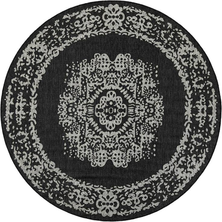 Detail image of 7' 10 x 7' 10 Easy-Clean Traditional Indoor / Outdoor Round Rug