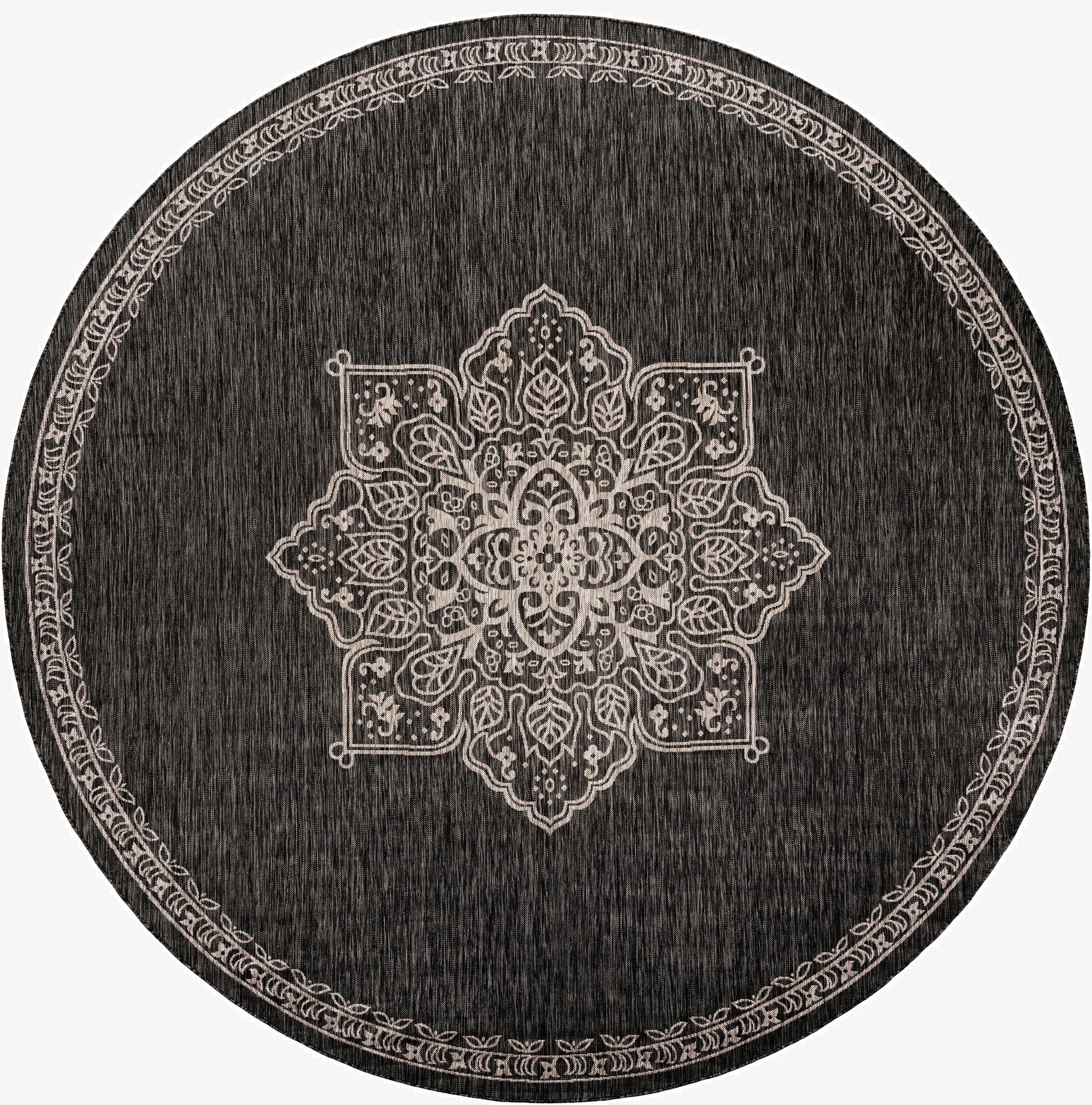 12' x 12'  Washable Traditional Indoor / Outdoor Round Rug