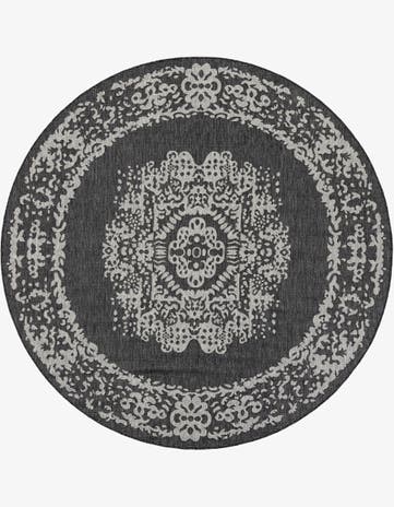 7' 10 x 7' 10 Easy-Clean Traditional Indoor / Outdoor Round Rug