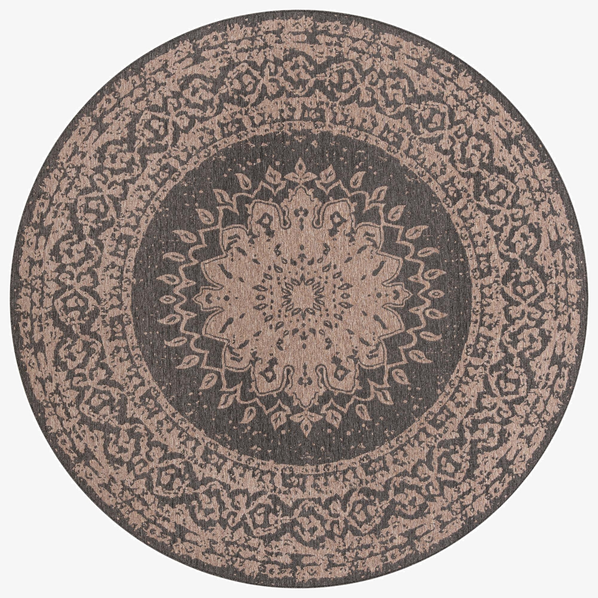 10' x 10'  Washable Traditional Indoor / Outdoor Round Rug