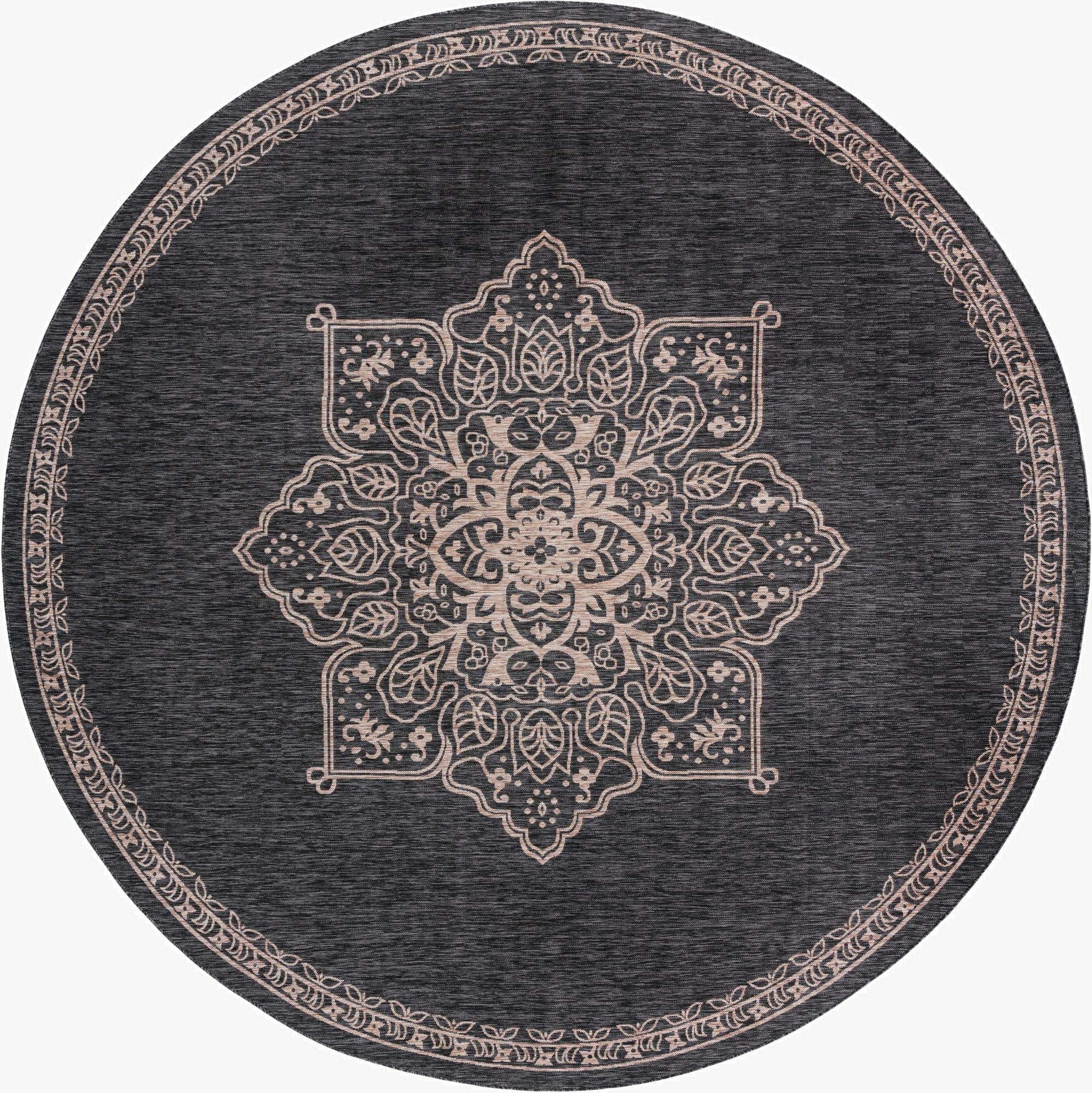 13' x 13'  Washable Traditional Indoor / Outdoor Round Rug