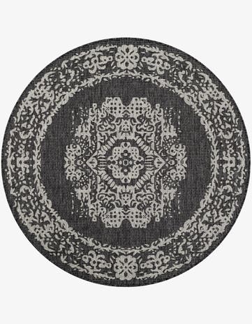5' 3 x 5' 3 Easy-Clean Traditional Indoor / Outdoor Round Rug
