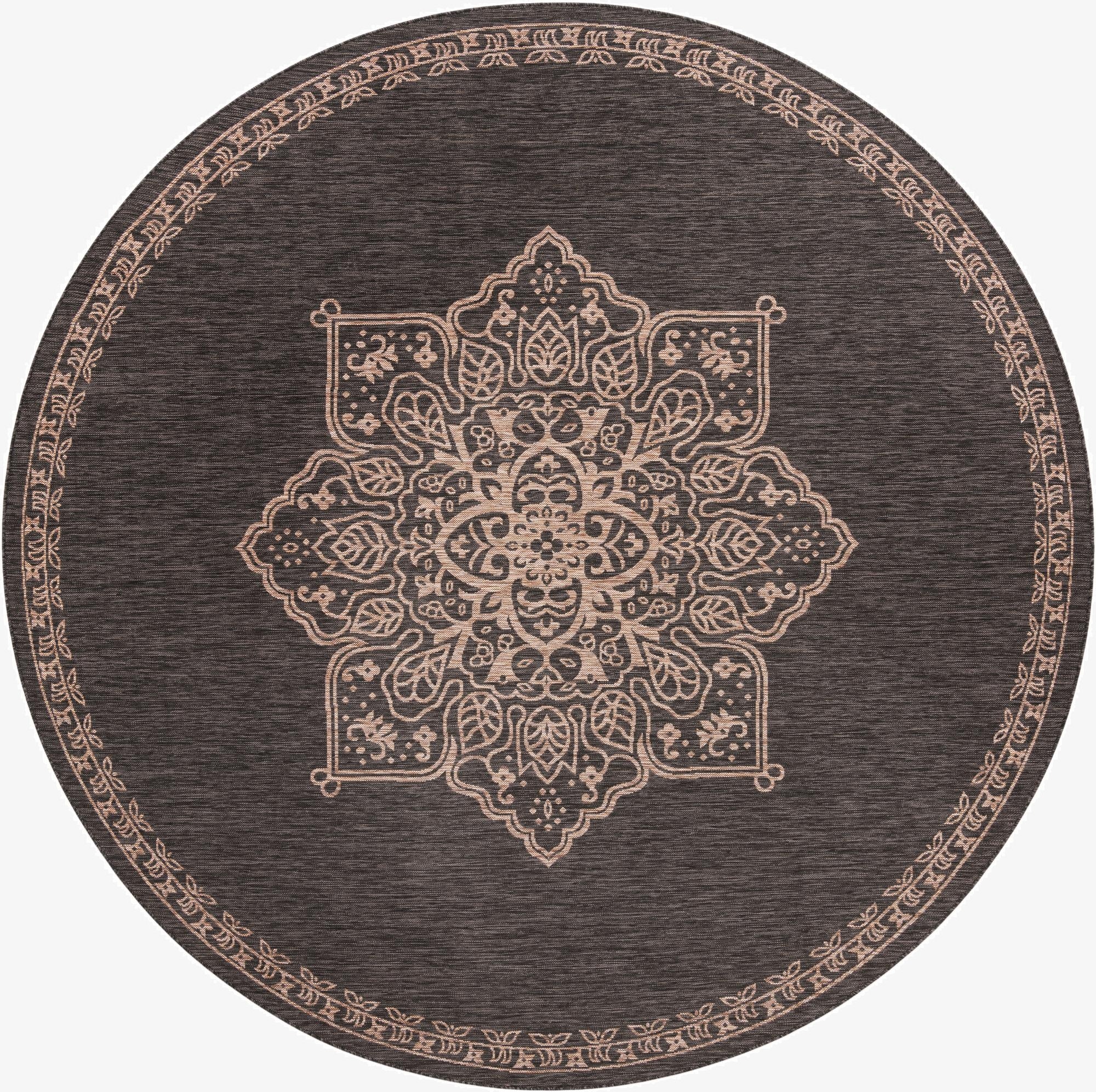 10' 8 x 10' 8  Washable Traditional Indoor / Outdoor Round Rug