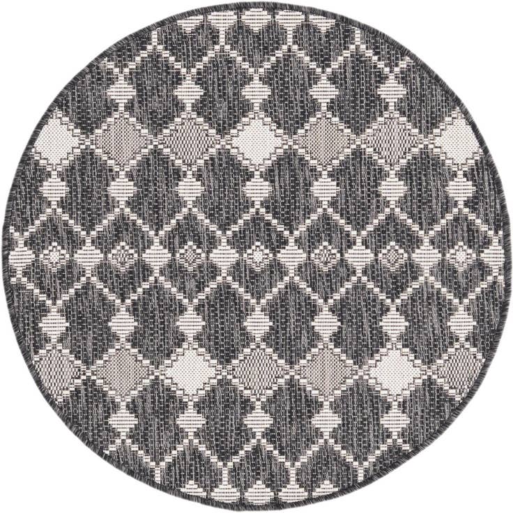 Detailfoto van 95cm x 95cm Makkelijk schoon te maken Trellis Binnen / buiten Rond Vloerkleed