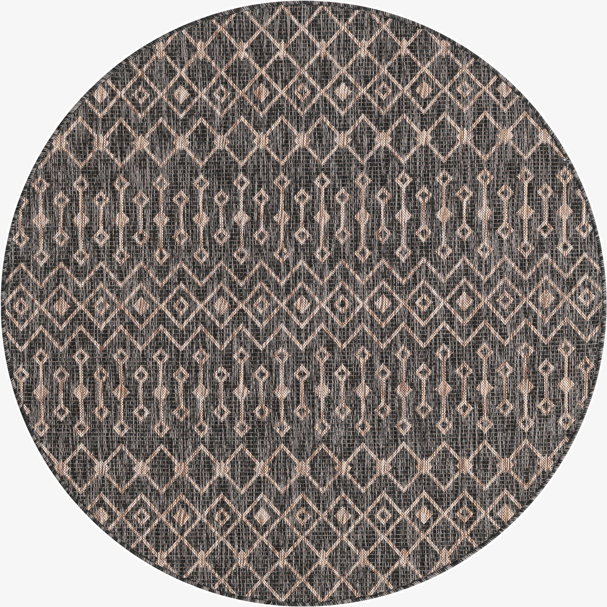 5' 3 x 5' 3  Washable Trellis Indoor / Outdoor Round Rug