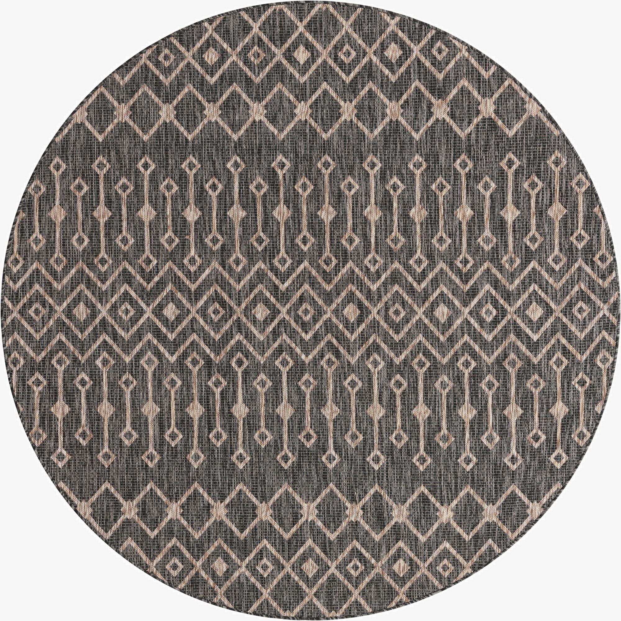 7' 10 x 7' 10  Washable Trellis Indoor / Outdoor Round Rug