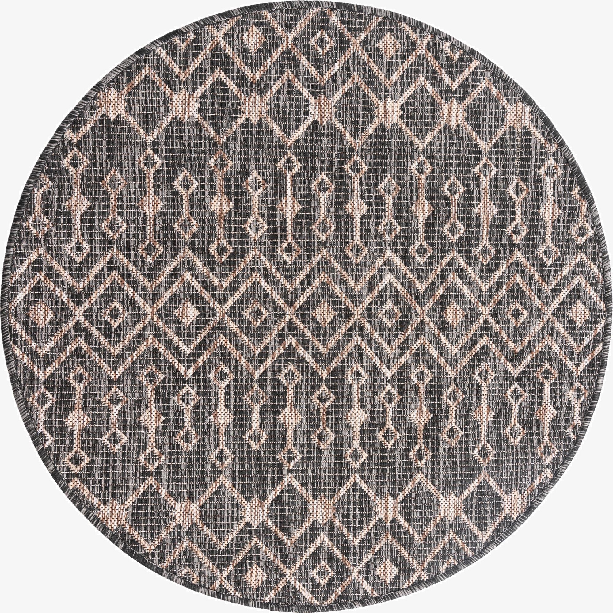 3' x 3'  Washable Trellis Indoor / Outdoor Round Rug