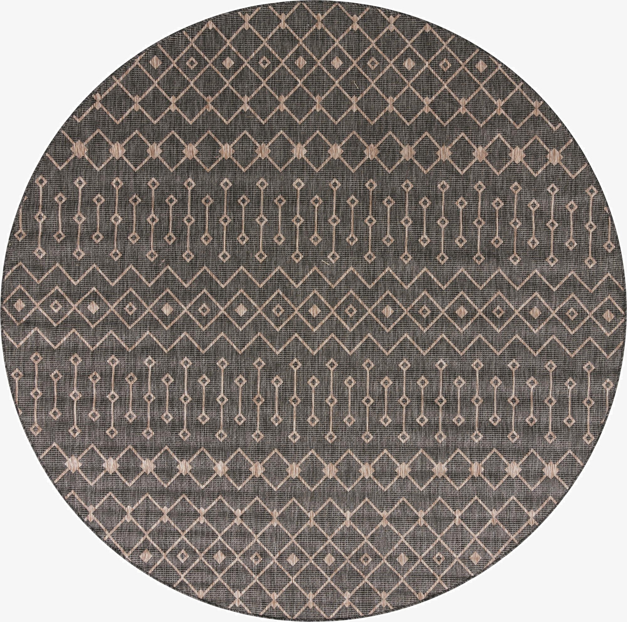 10' 8 x 10' 8  Washable Trellis Indoor / Outdoor Round Rug