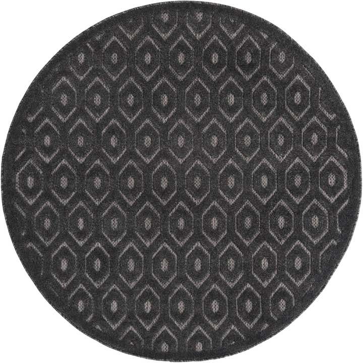 5' 3 x 5' 3 Easy-Clean Trellis Textured Indoor / Outdoor Round Rug