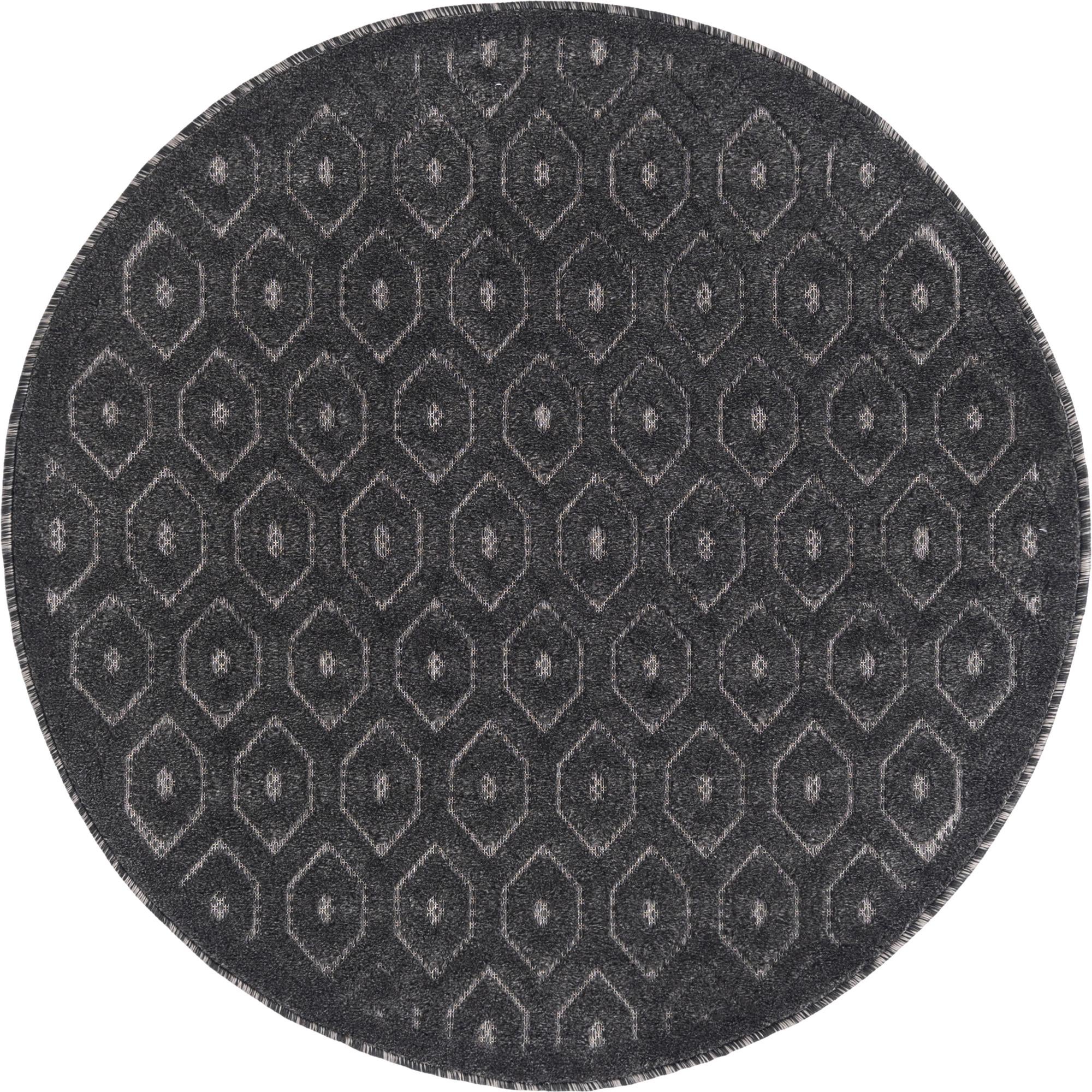 4' x 4' Easy-Clean Trellis Textured Indoor / Outdoor Round Rug