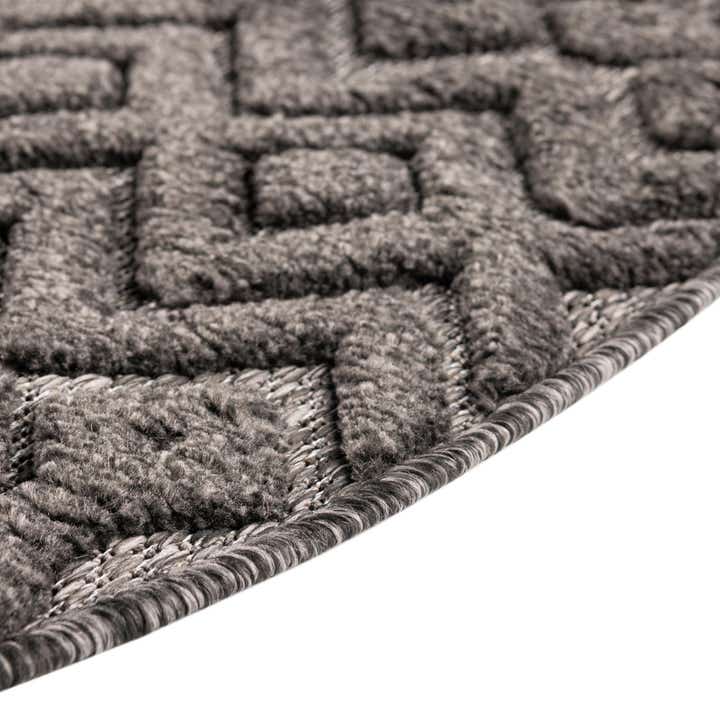 3' x 3' Easy-Clean Trellis Textured Indoor / Outdoor Round Rug