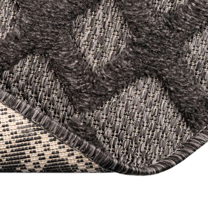 3' x 3' Easy-Clean Trellis Textured Indoor / Outdoor Round Rug