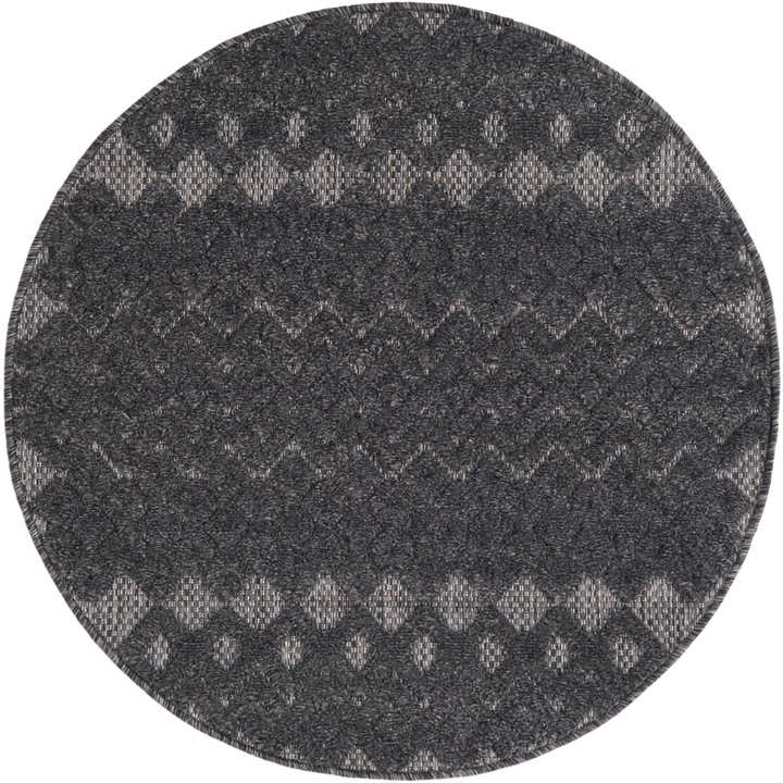 3' x 3' Easy-Clean Trellis Textured Indoor / Outdoor Round Rug
