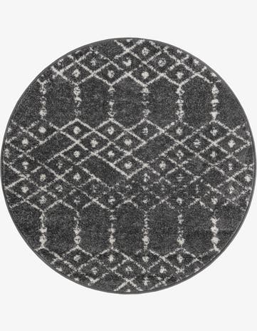 Charcoal Gray Paxon Trellis Round Rug