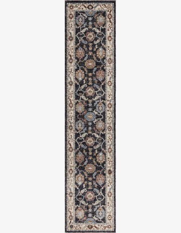 Charcoal Gray Eco Traditional Runner Rug