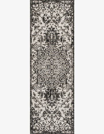 Charcoal Gray Easy-Clean Jill Zarin Dubai Indoor / Outdoor Runner Rug