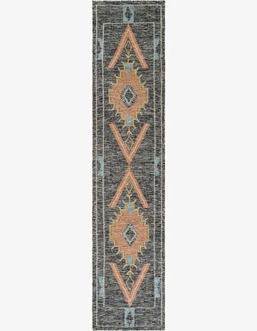 Charcoal Gray Hand Woven Kilim Wool Runner Rug