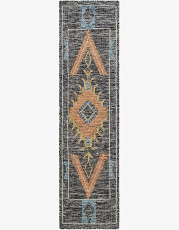 Charcoal Gray Hand Woven Kilim Wool Runner Rug