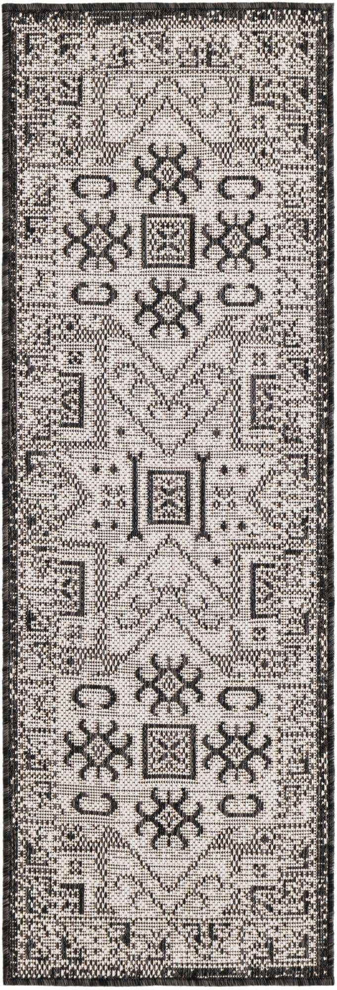 1' 4 x 4' Easy-Clean Aztec Indoor / Outdoor Runner Rug