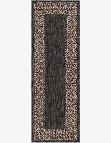Charcoal Gray Easy-Clean Border Indoor / Outdoor Runner Rug