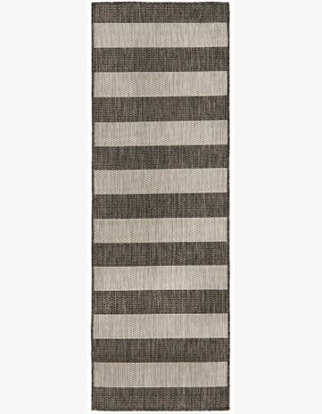Charcoal Gray Easy-Clean Ribbon Indoor / Outdoor Runner Rug