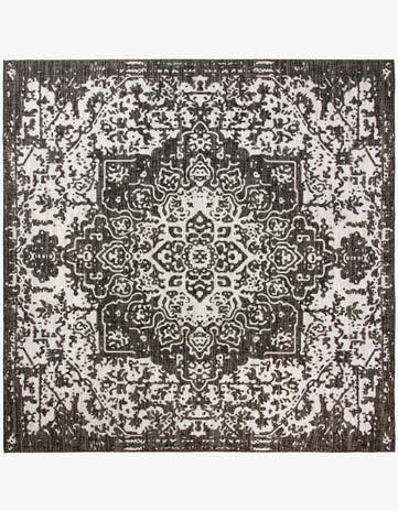 Charcoal Gray Easy-Clean Jill Zarin Dubai Indoor / Outdoor Square Rug