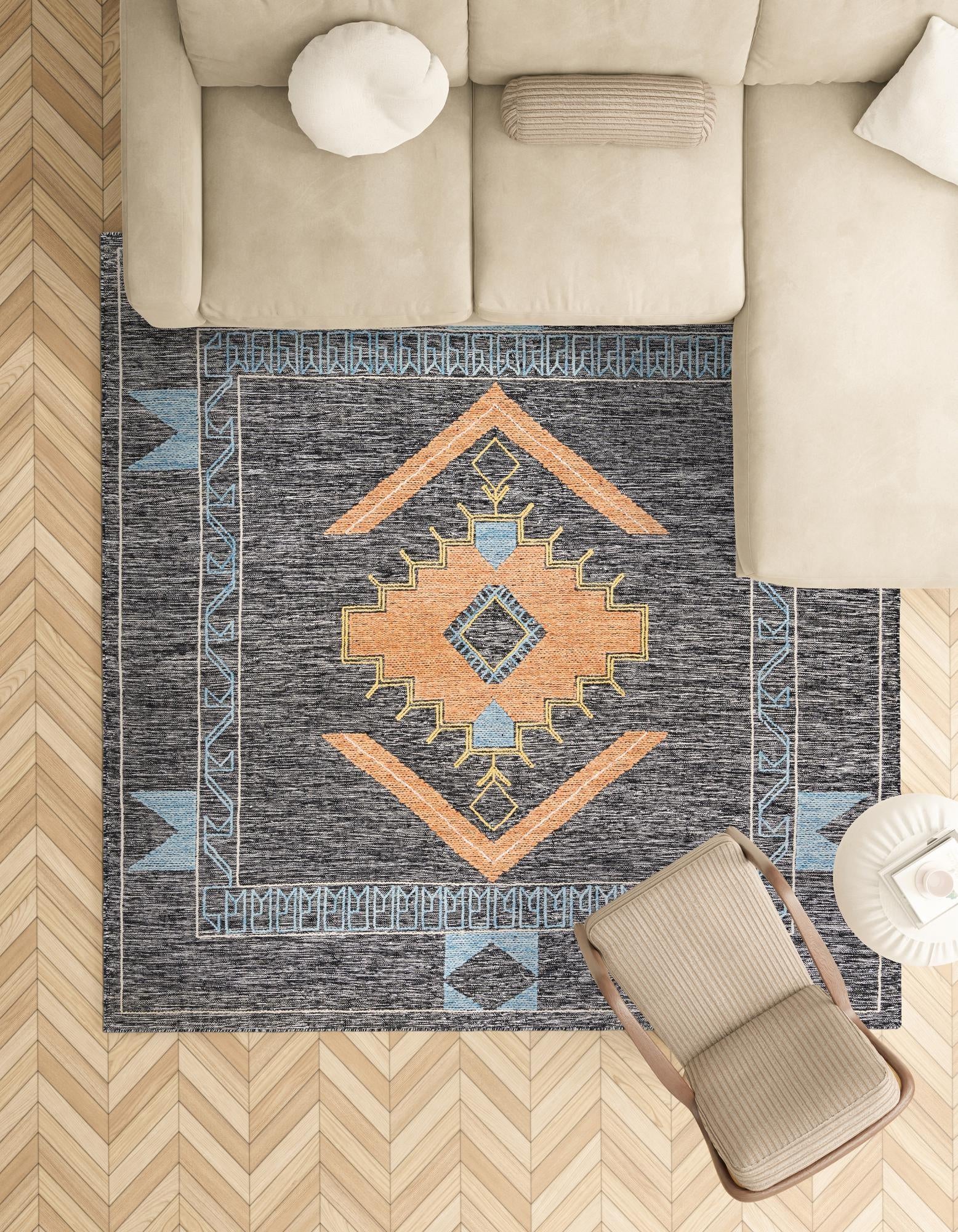 7' 10 x 7' 10 Hand Woven Kilim Wool Square Rug