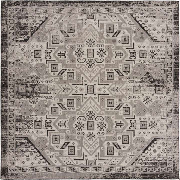 10' x 10' Easy-Clean Aztec Indoor / Outdoor Square Rug