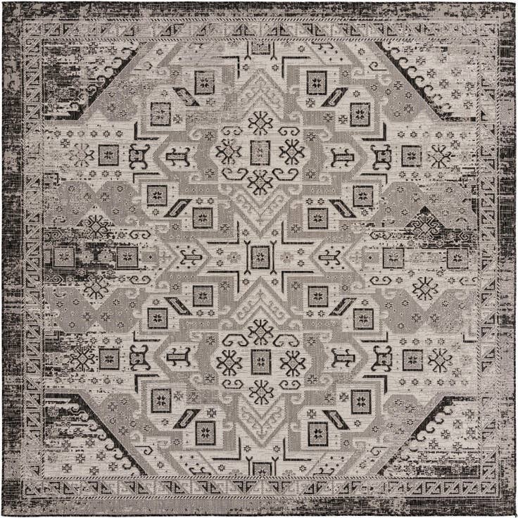 Detail image of 10' x 10' Easy-Clean Aztec Indoor / Outdoor Square Rug