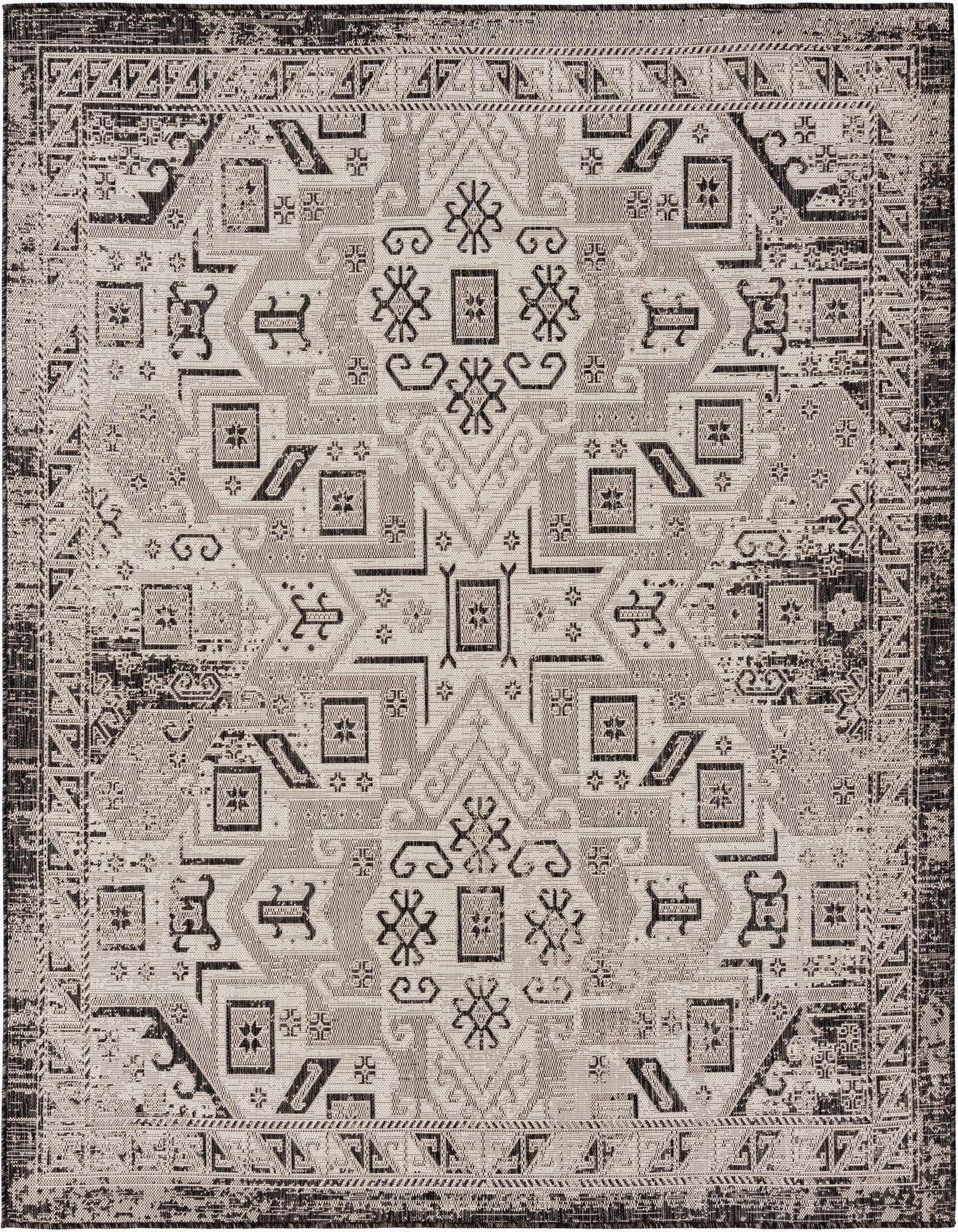 7' 10 x 7' 10 Easy-Clean Aztec Indoor / Outdoor Square Rug