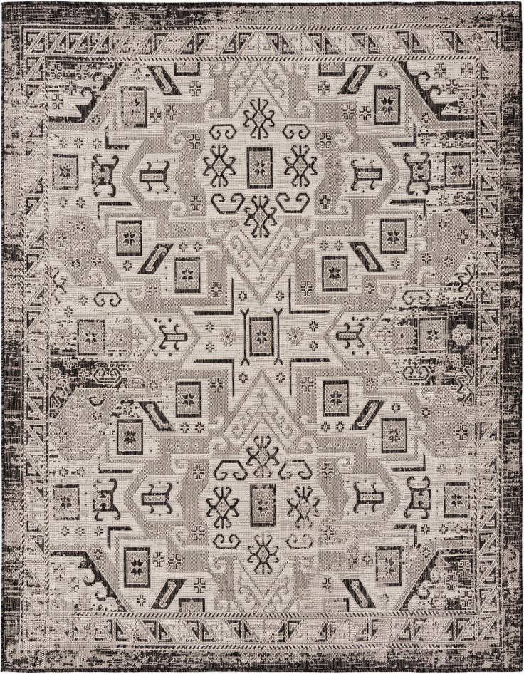Detail image of 7' 10 x 7' 10 Easy-Clean Aztec Indoor / Outdoor Square Rug