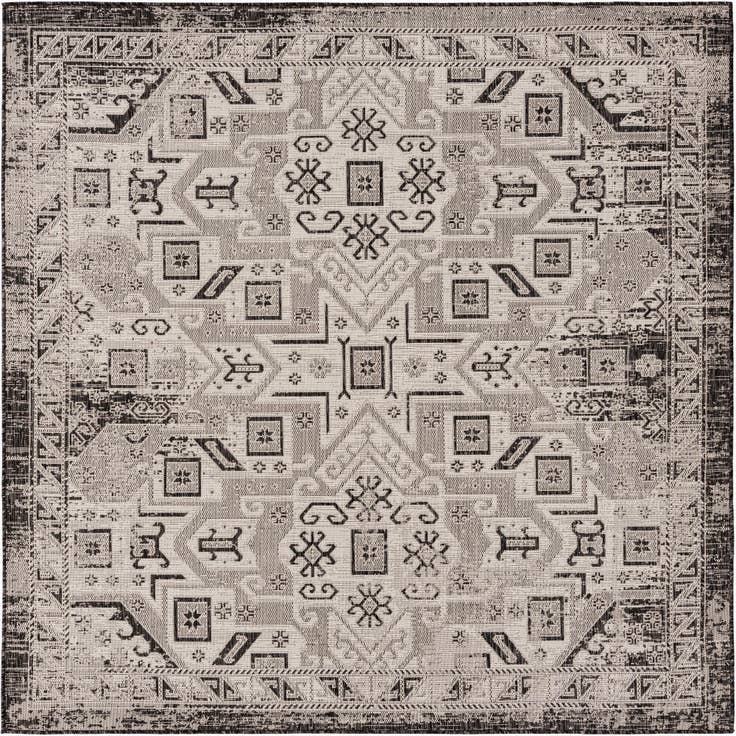 Detail image of 7' 10 x 7' 10 Easy-Clean Aztec Indoor / Outdoor Square Rug