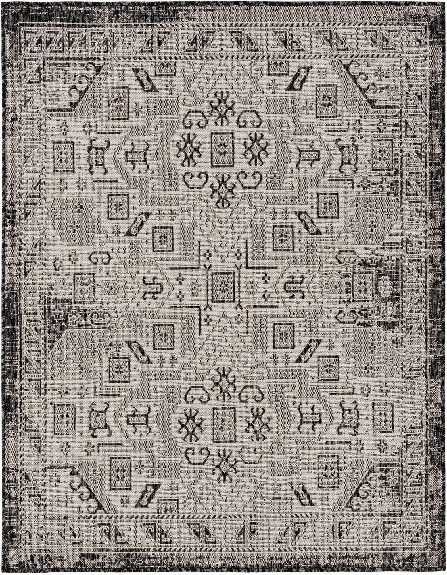 5' 3 x 5' 3 Easy-Clean Aztec Indoor / Outdoor Square Rug