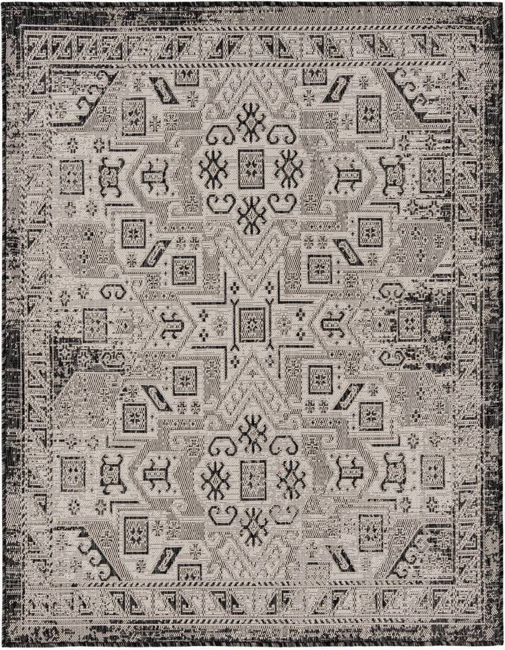 Detail image of 5' 3 x 5' 3 Easy-Clean Aztec Indoor / Outdoor Square Rug