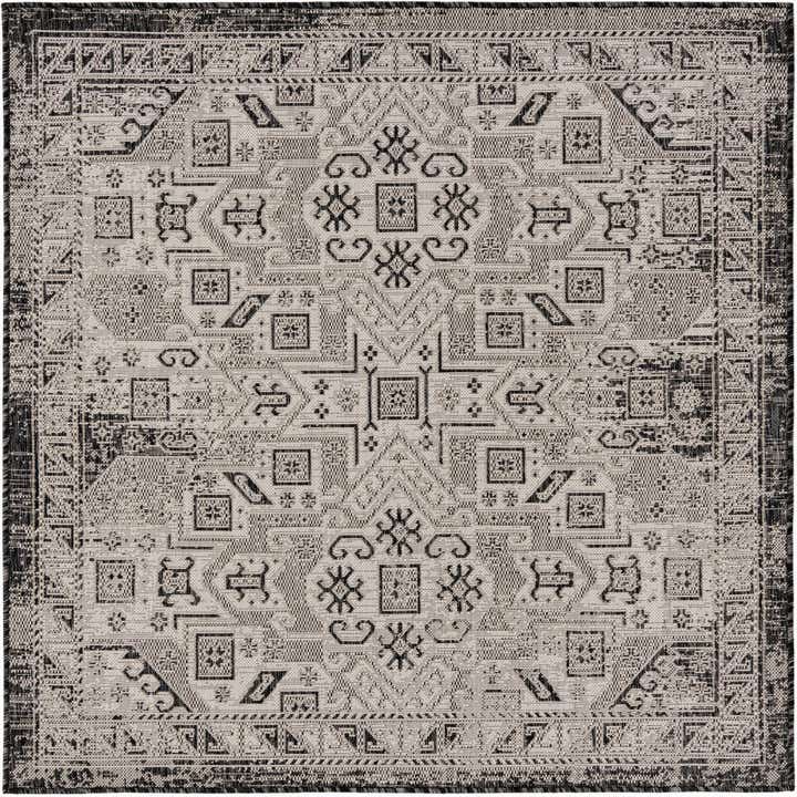 5' 3 x 5' 3 Easy-Clean Aztec Indoor / Outdoor Square Rug