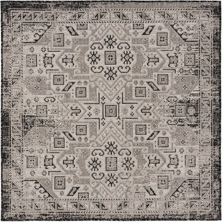 Detail image of 5' 3 x 5' 3 Easy-Clean Aztec Indoor / Outdoor Square Rug
