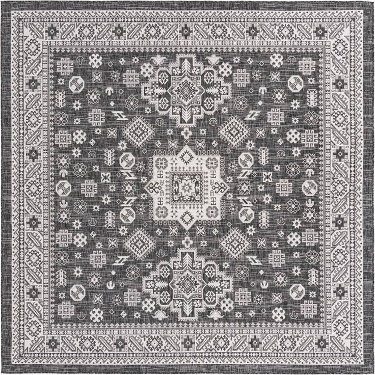 Detail image of 10' x 10' Easy-Clean Aztec Indoor / Outdoor Square Rug